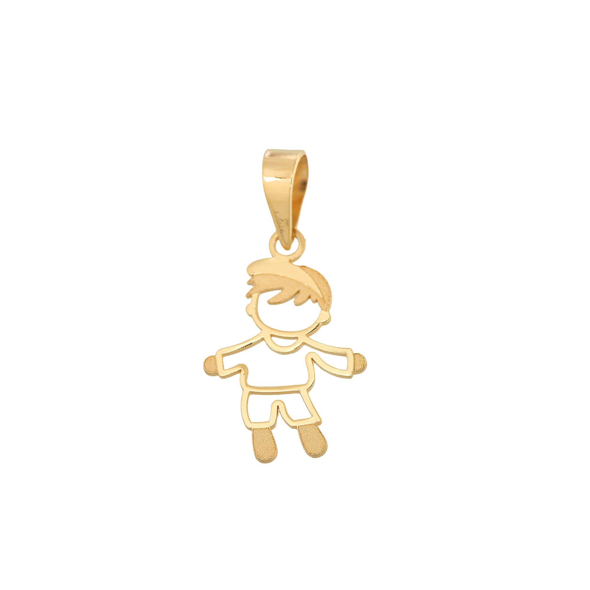 Pingente Menino Boné com Detalhe Fosco Ouro 18k