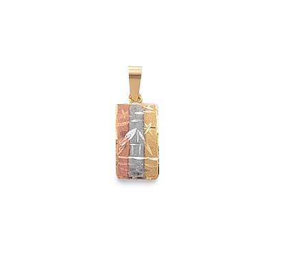 Pingente Escrava 6mm Tricolor Reta Diamantada Ouro 18k