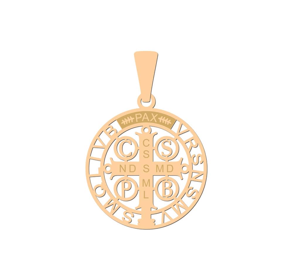 Pingente São Bento Pequeno Vazado Ouro 18k