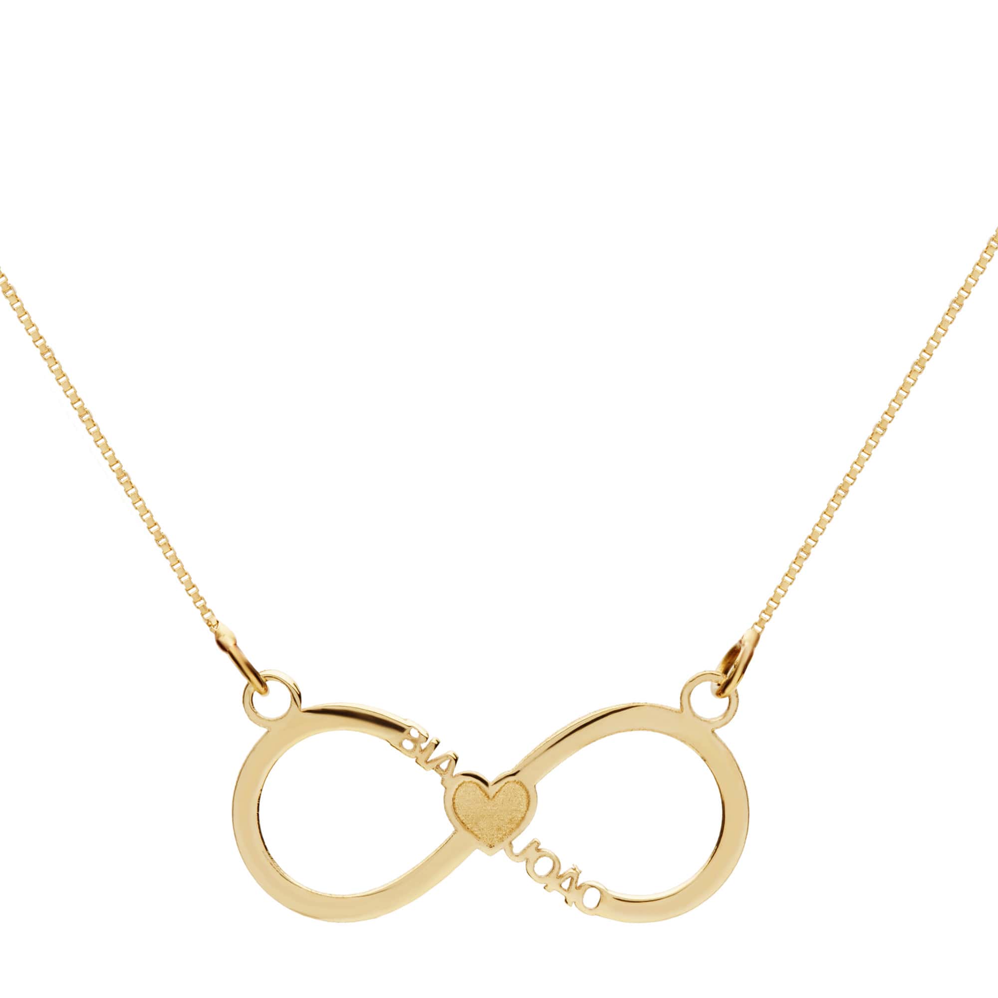 Gargantilha Infinito com Dois nomes Personalizados Ouro 18k