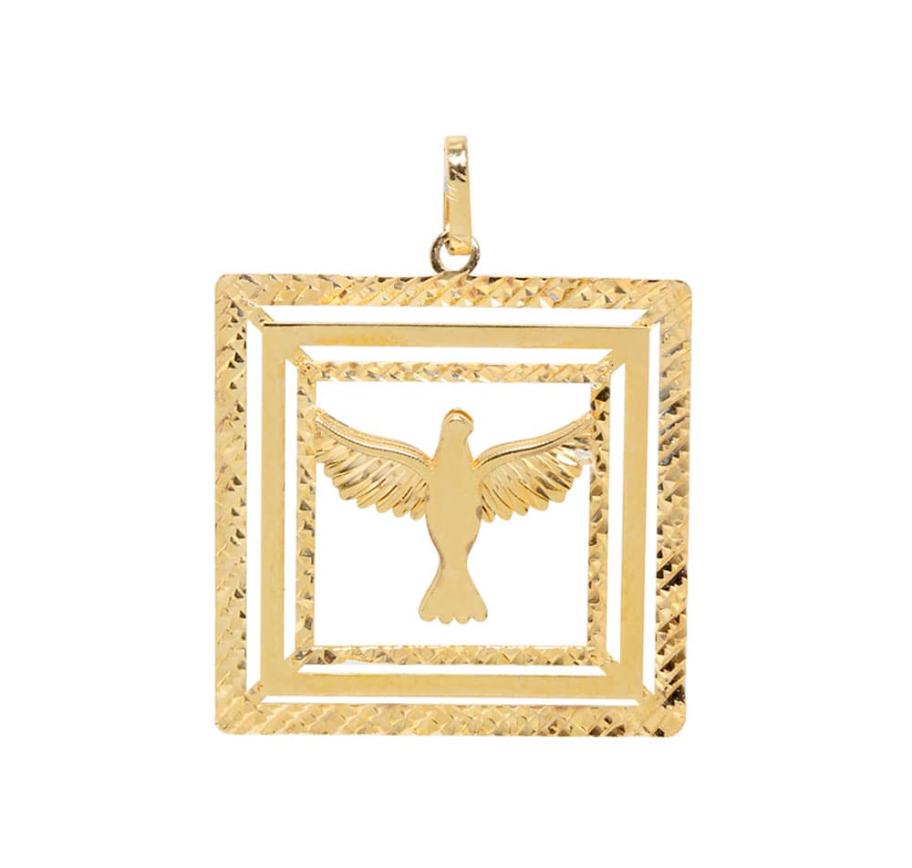 Pingente Triplo Quadro Espirito Santo Ouro 18k