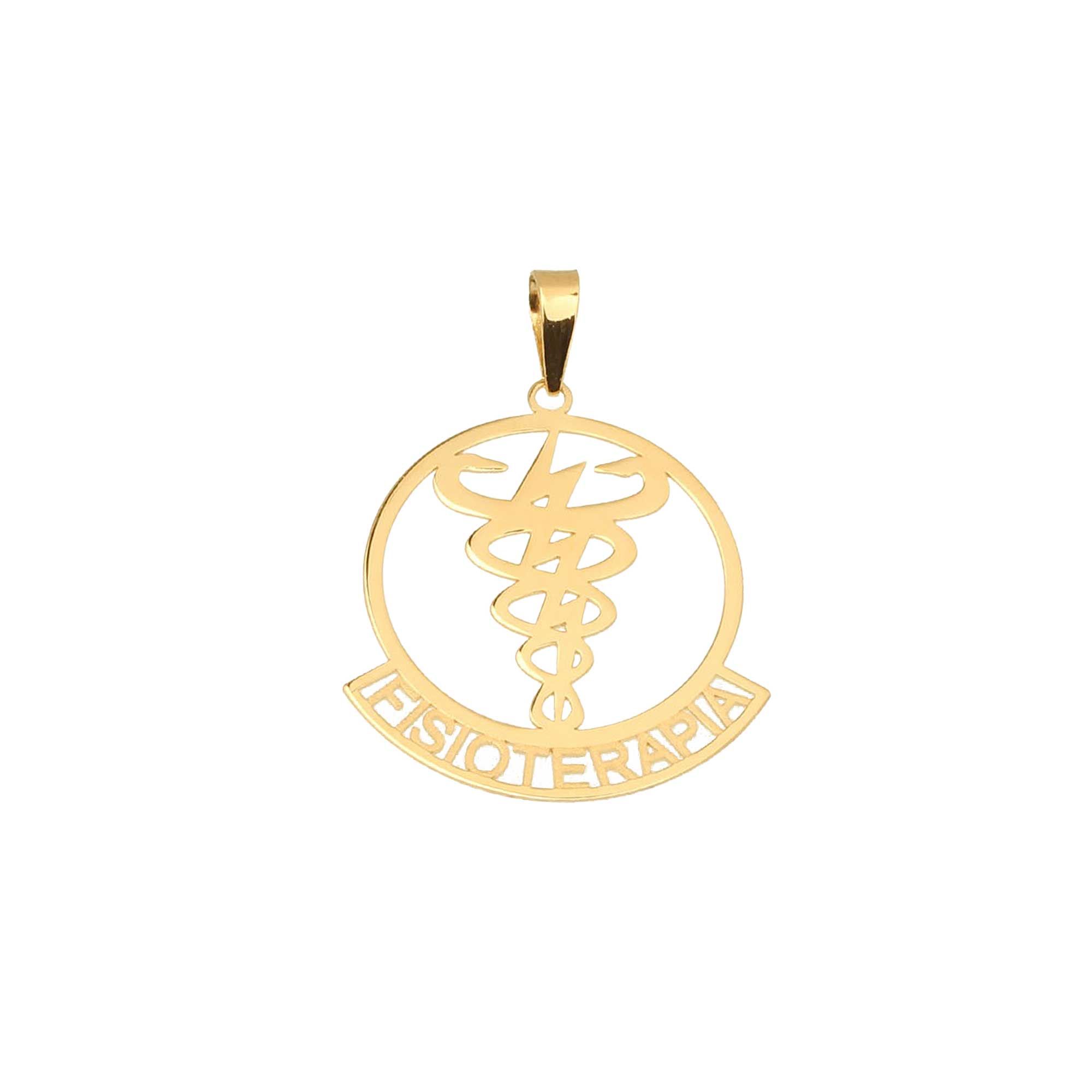 Pingente Fisioterapia Escrito Ouro 18k