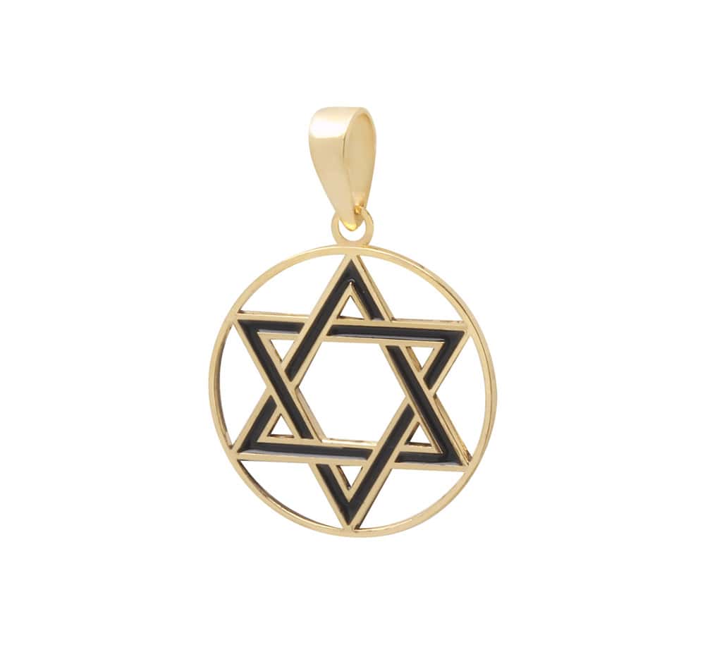 Pingente Estrela de Davi com Resina Ouro 18k