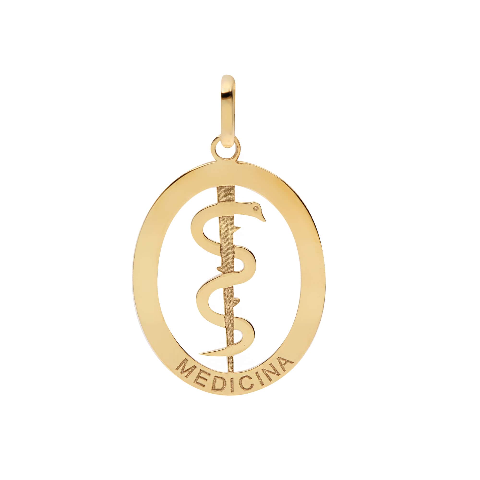 Pingente Oval Profissão Medicina Ouro 18k