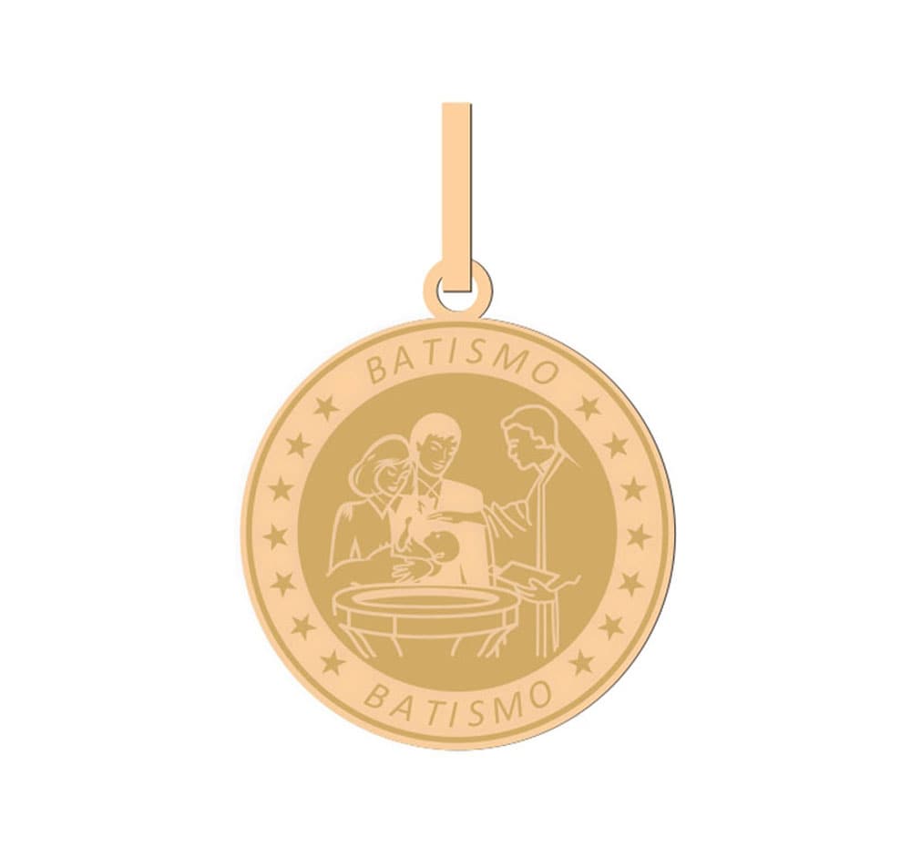 Pingente Placa Batismo Ouro 18k
