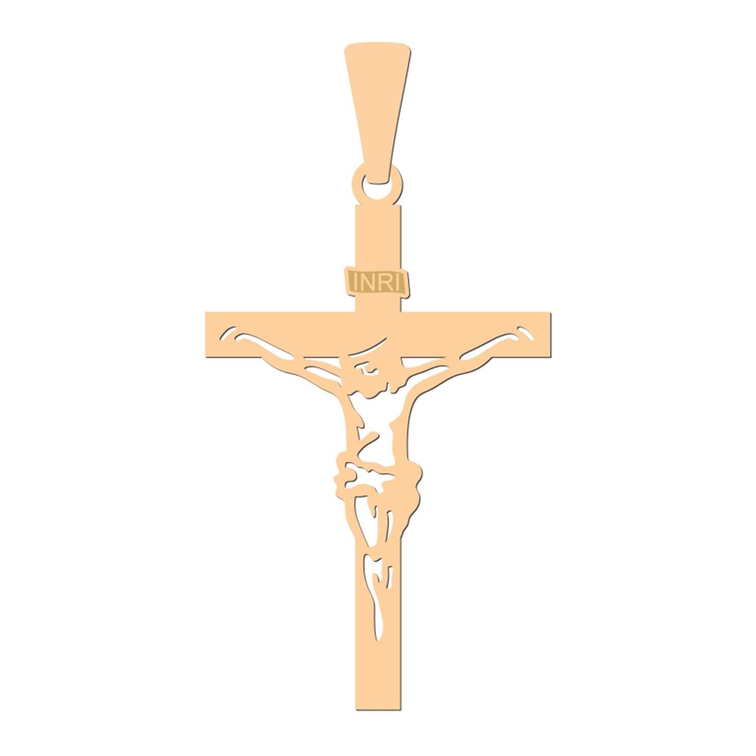 Pingente Crucifixo Jesus Vazado Ouro 18k