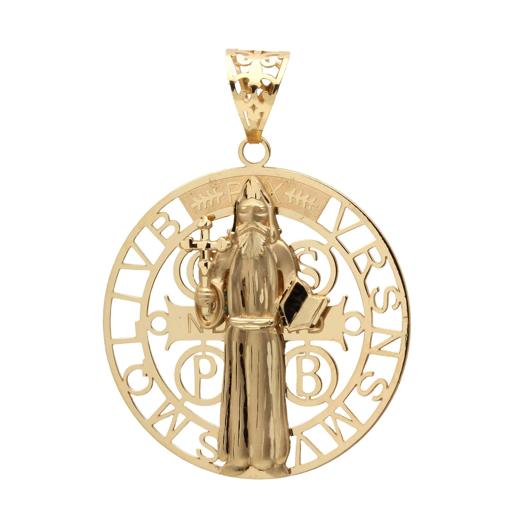 Pingente São Bento Duplo Grande Ouro 18k