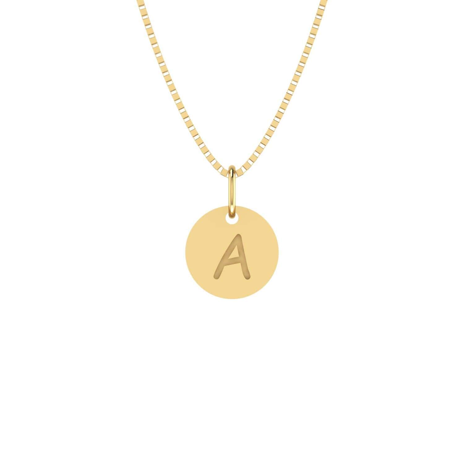 Pingente Redondo Pequeno de Letra Ouro 18k