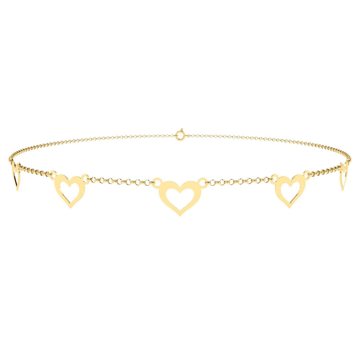 Choker Bailarina Corações Ouro 18k