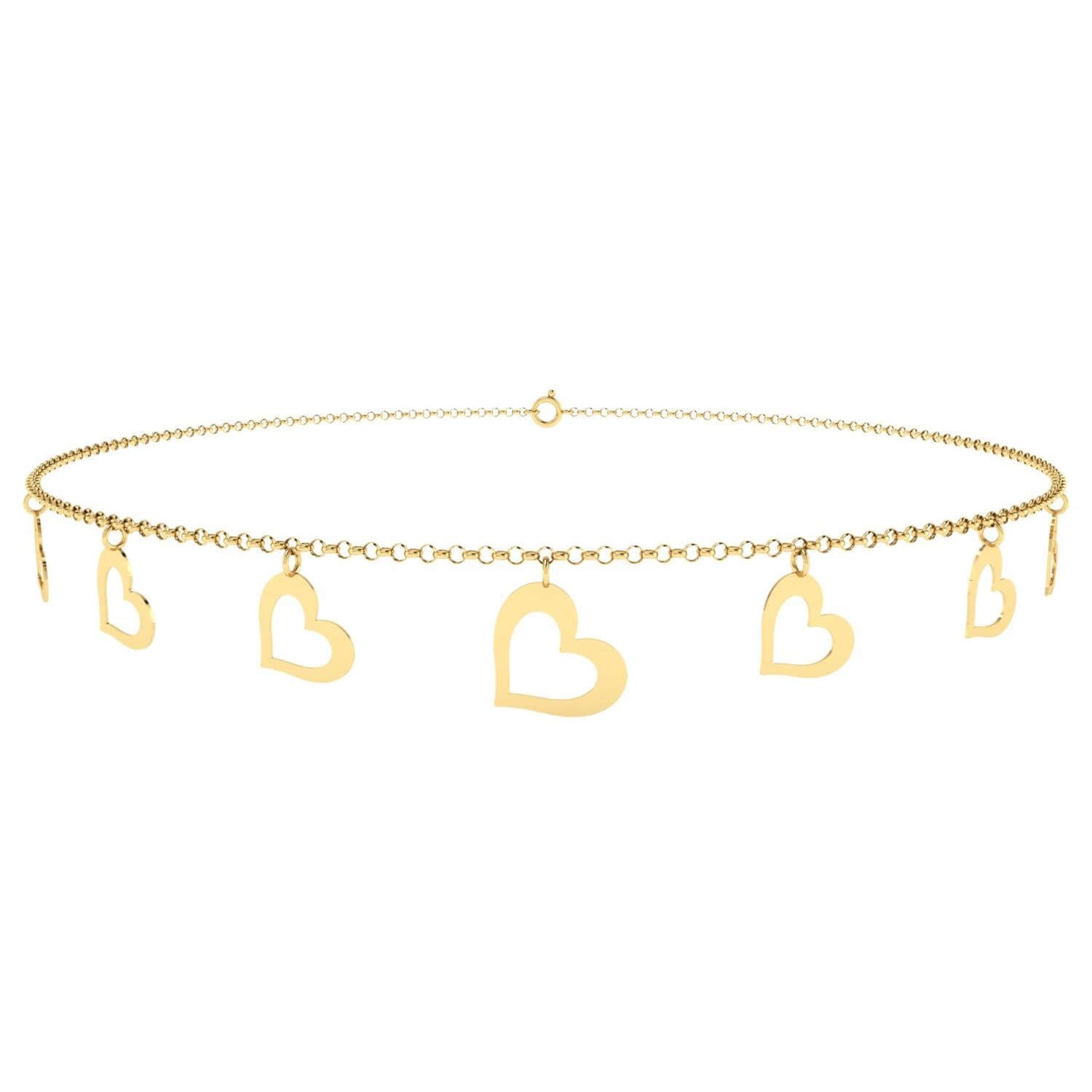 Choker Bailarina Corações Pendurados Ouro 18k