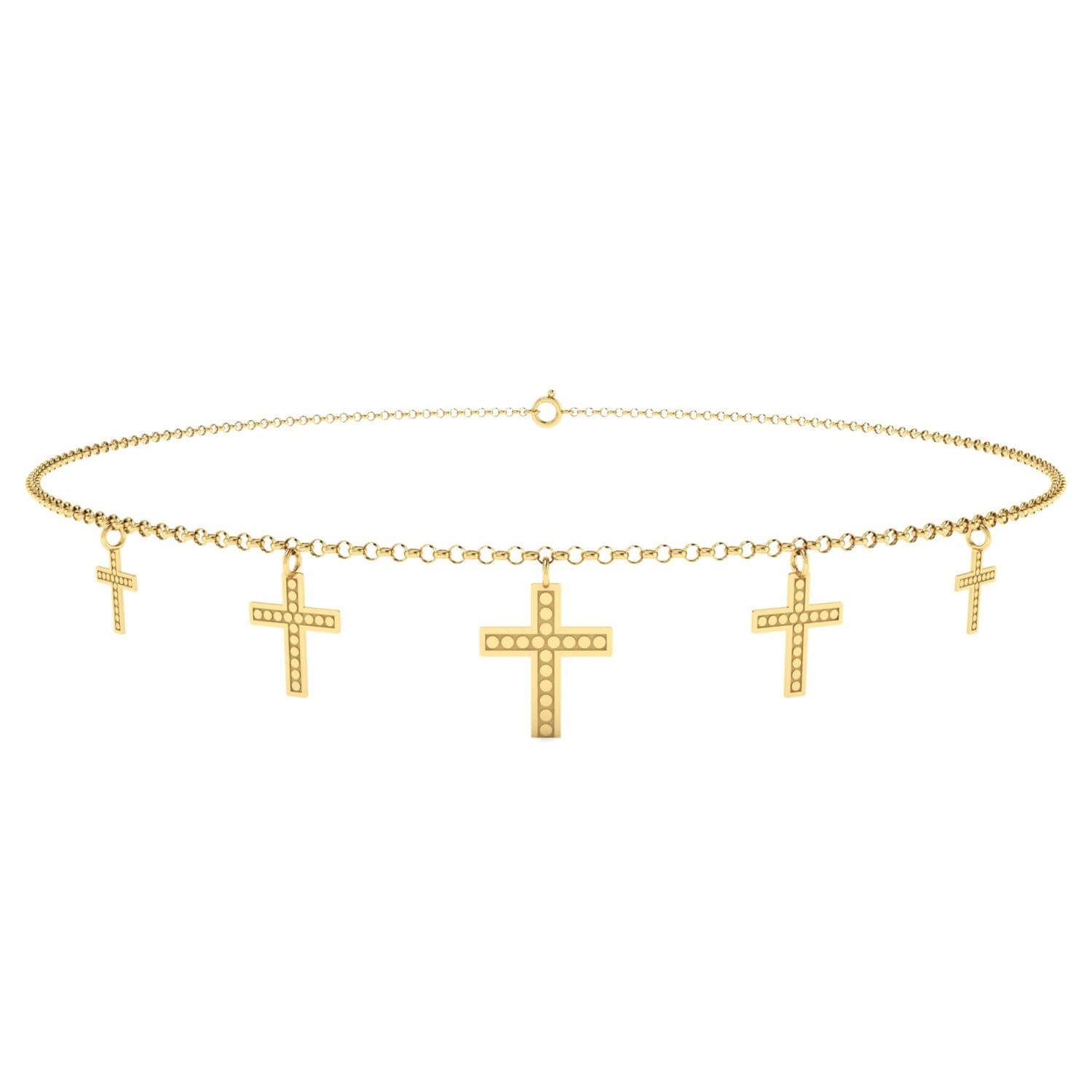 Choker Bailarina Cruz Penduradas Ouro 18k