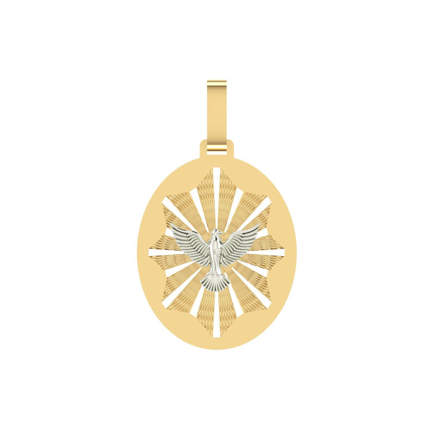 Pingente Oval Espirito Santo Fundo Ouro 18k