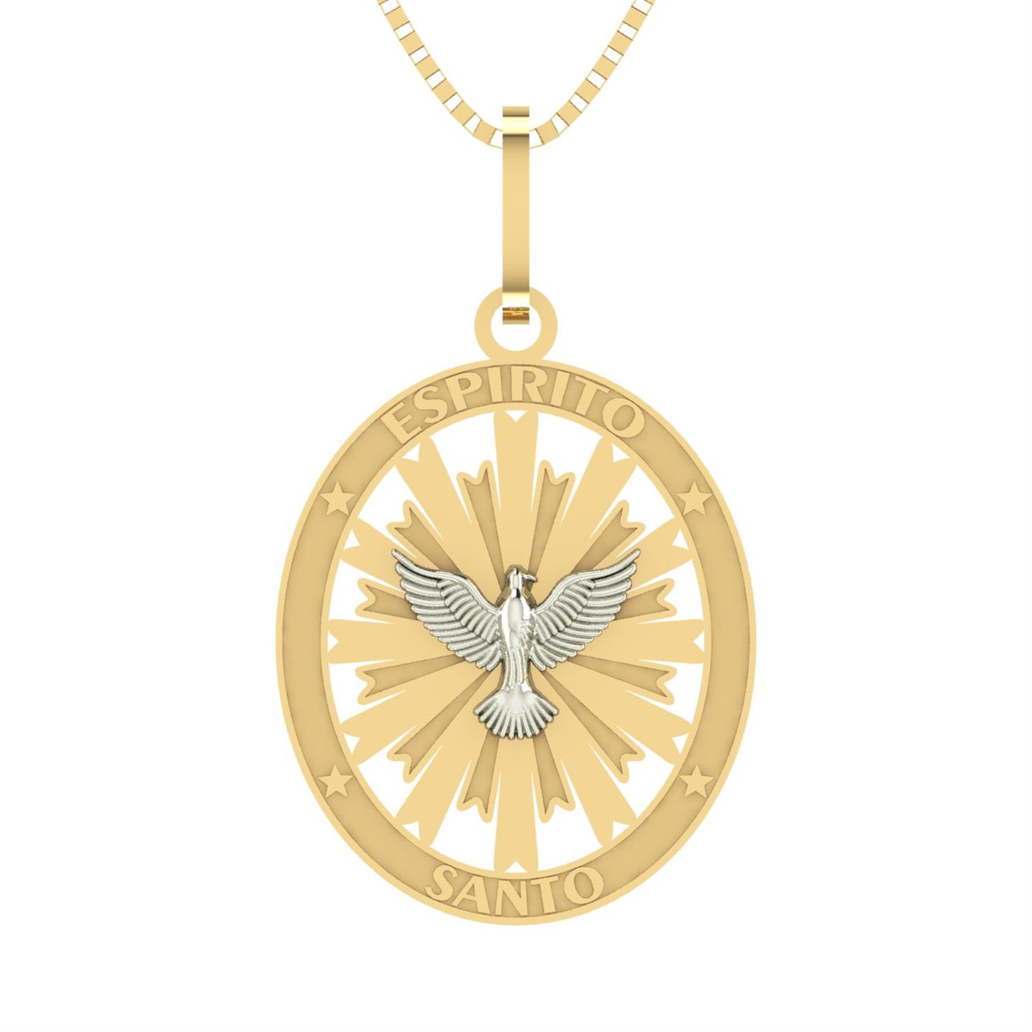 Pingente Oval Espirito Santo Ouro 18k