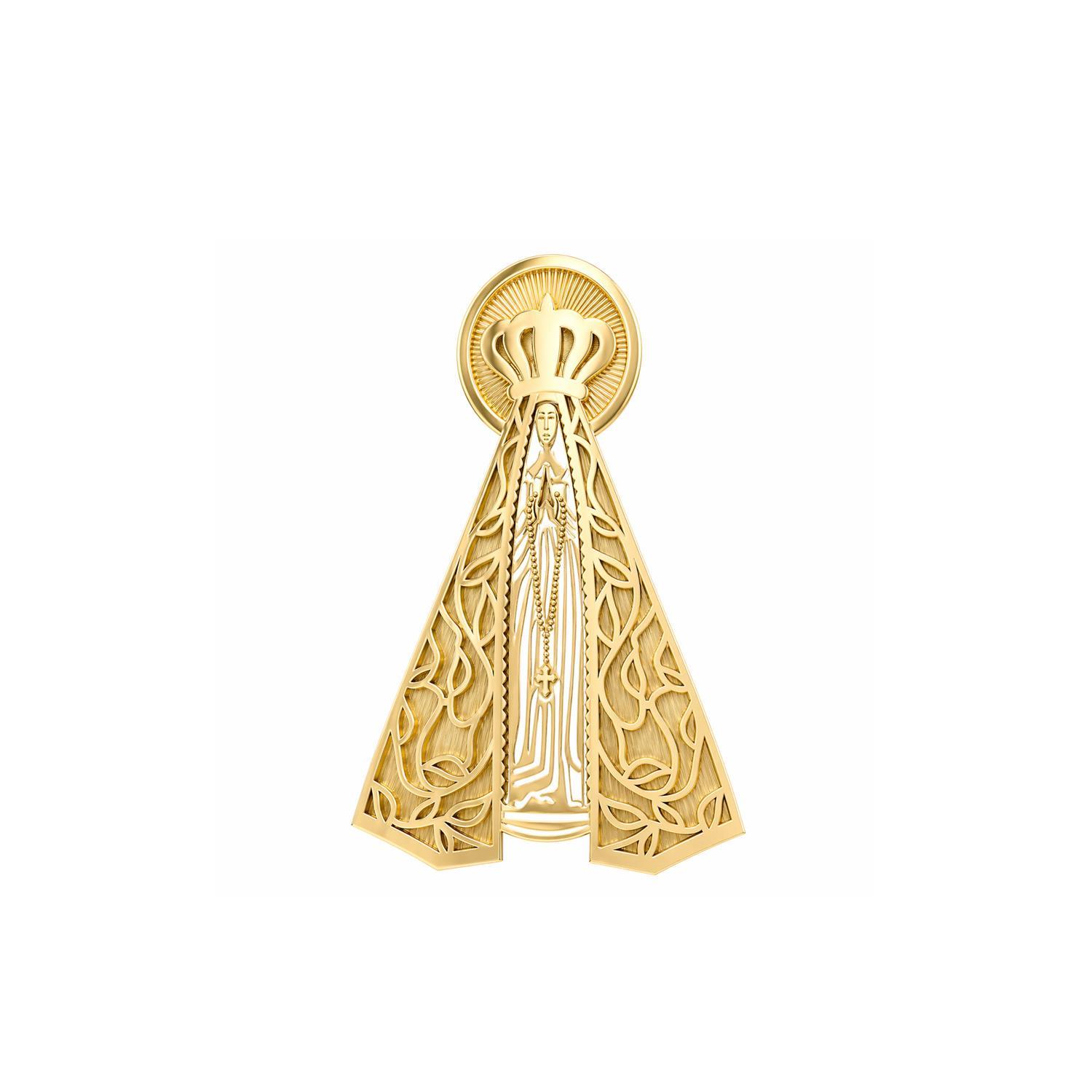 Pingente Nossa Senhora Aparecida 20mm Em Ouro 18k