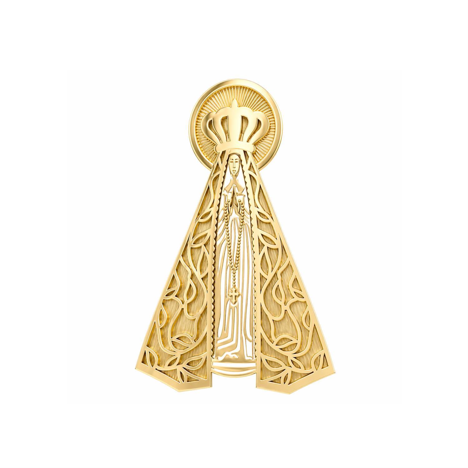 Pingente Nossa Senhora Aparecida 25mm Em Ouro 18k