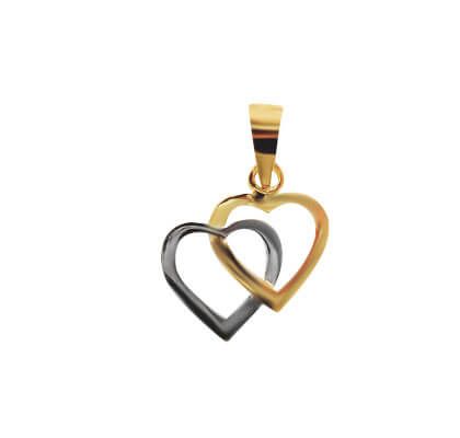 Pingente Corações Bicolor Ouro 18k