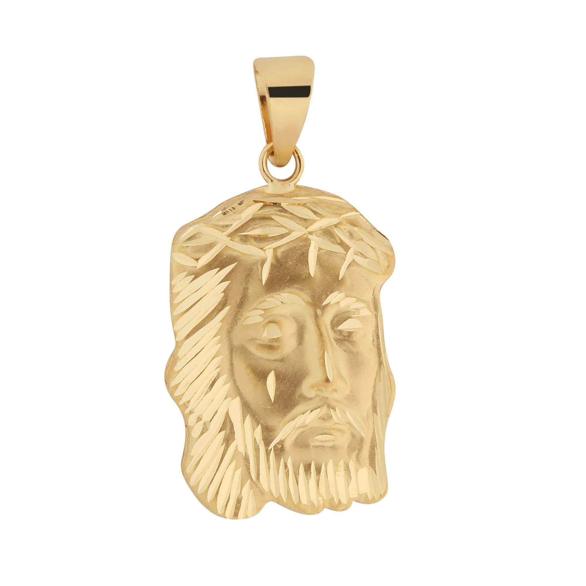 Pingente Face de Cristo 23mm x 16mm Ouro 18k