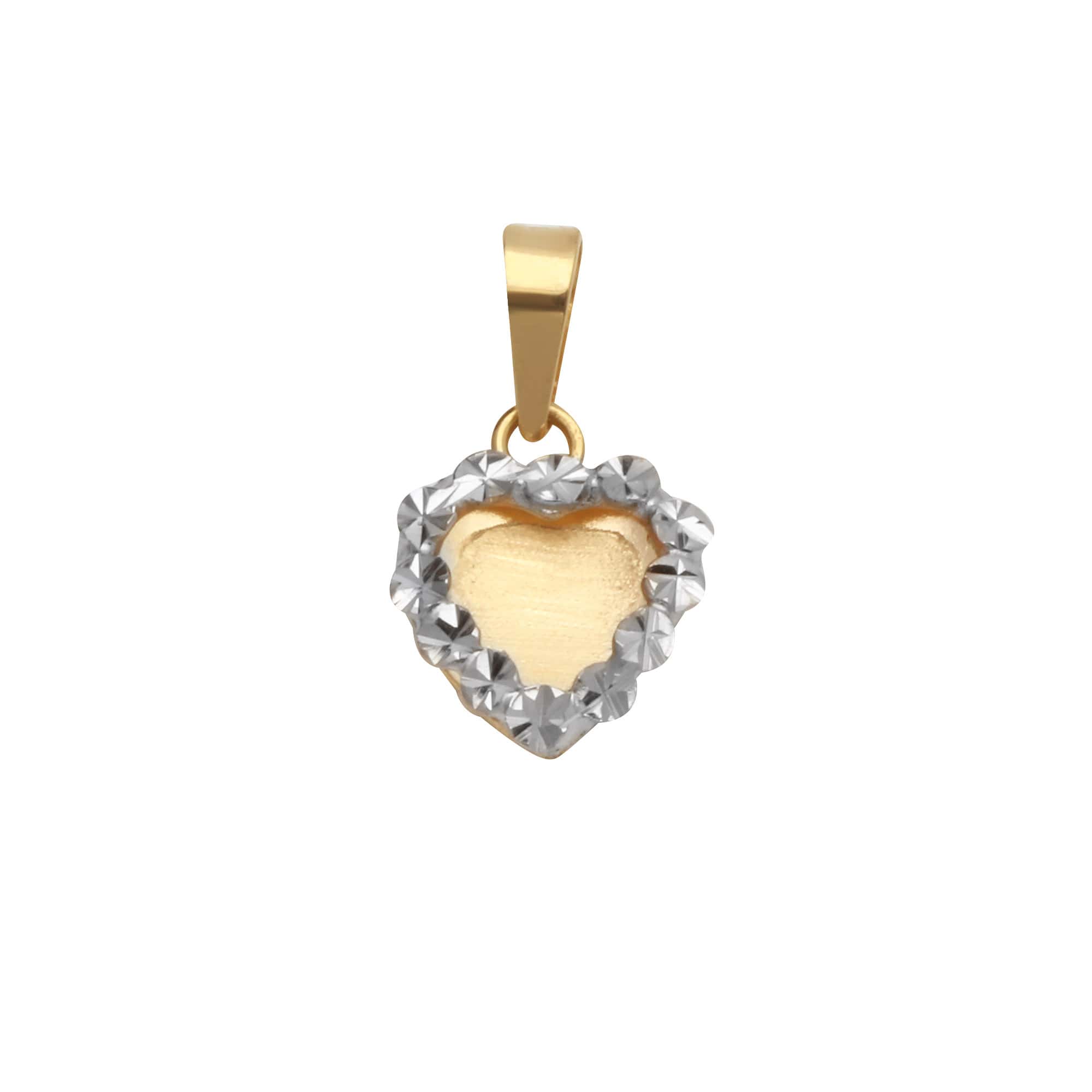 Pingente Coração Diamantado com Ródio Ouro 18k