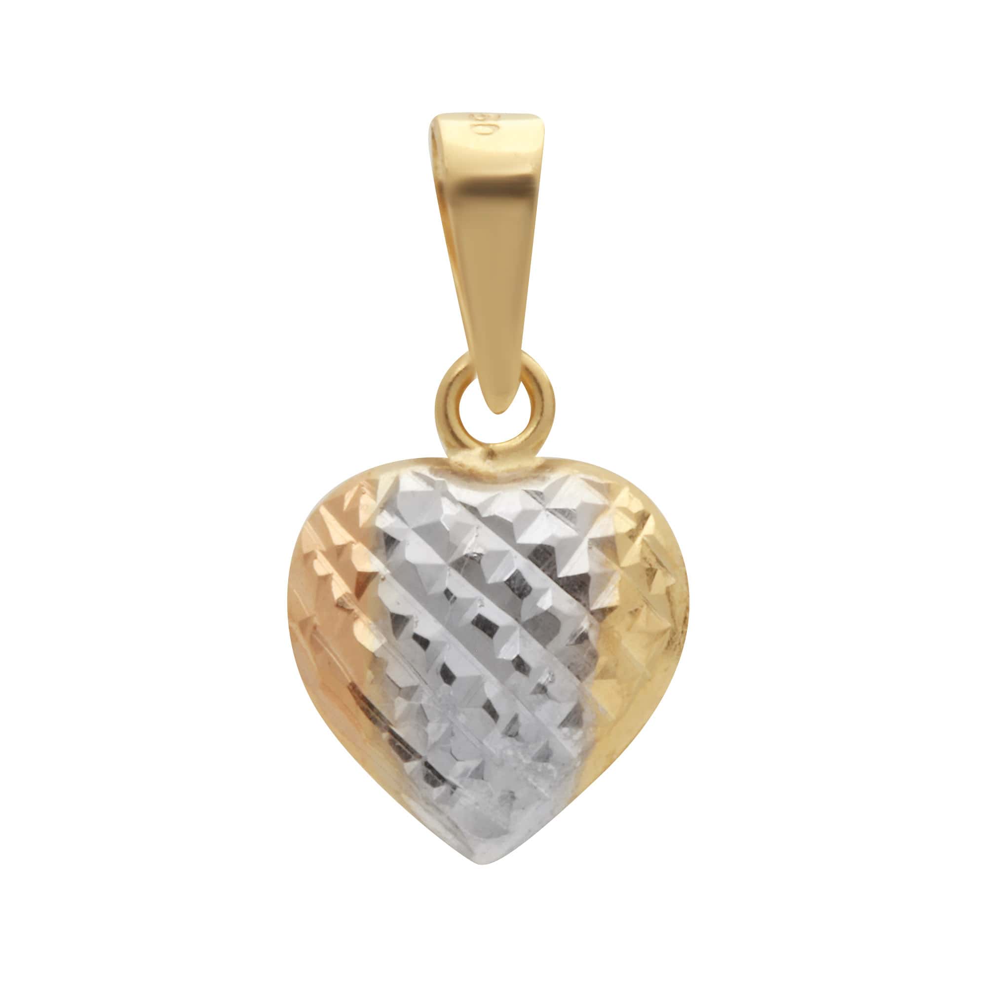 Pingente Coração Tricolor Diamantado Ouro 18k