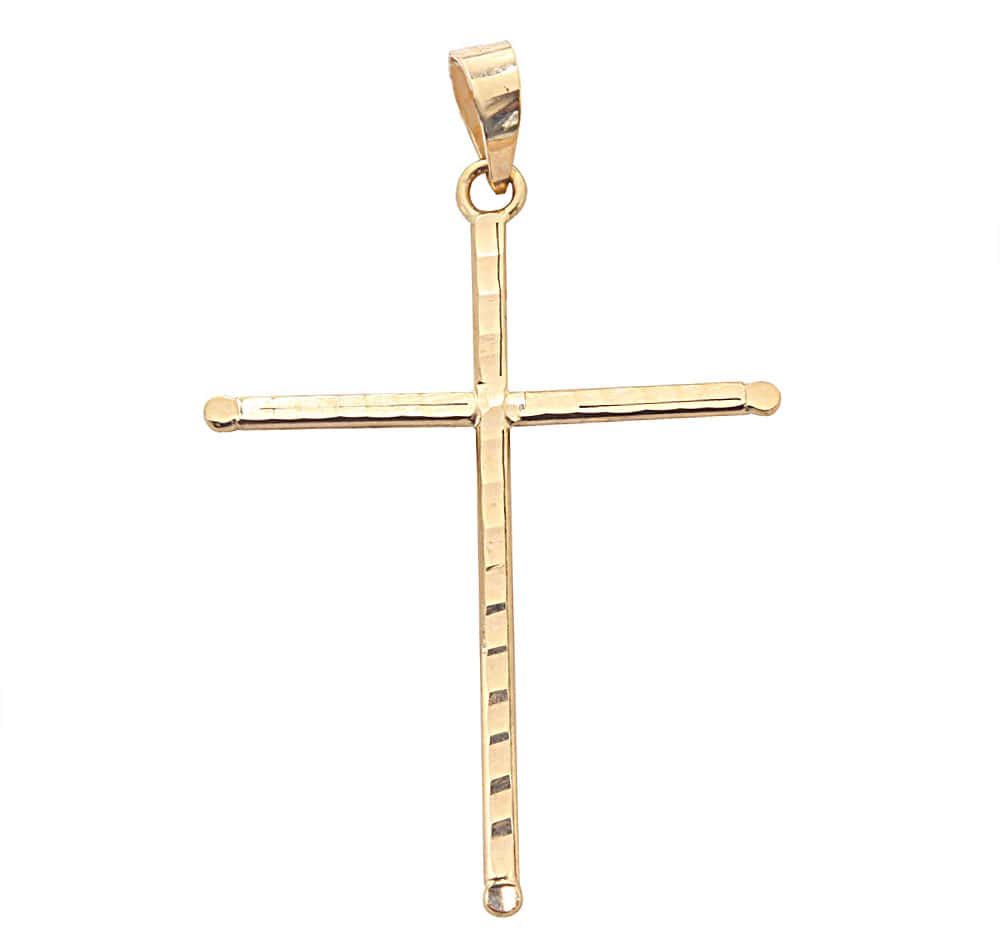 Pingente Cruz 30mm x 24mm Diamantada Ouro 18k
