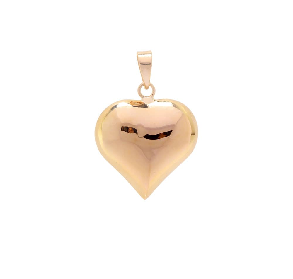 Pingente Coração Duplo Liso 17x17 Ouro 18k