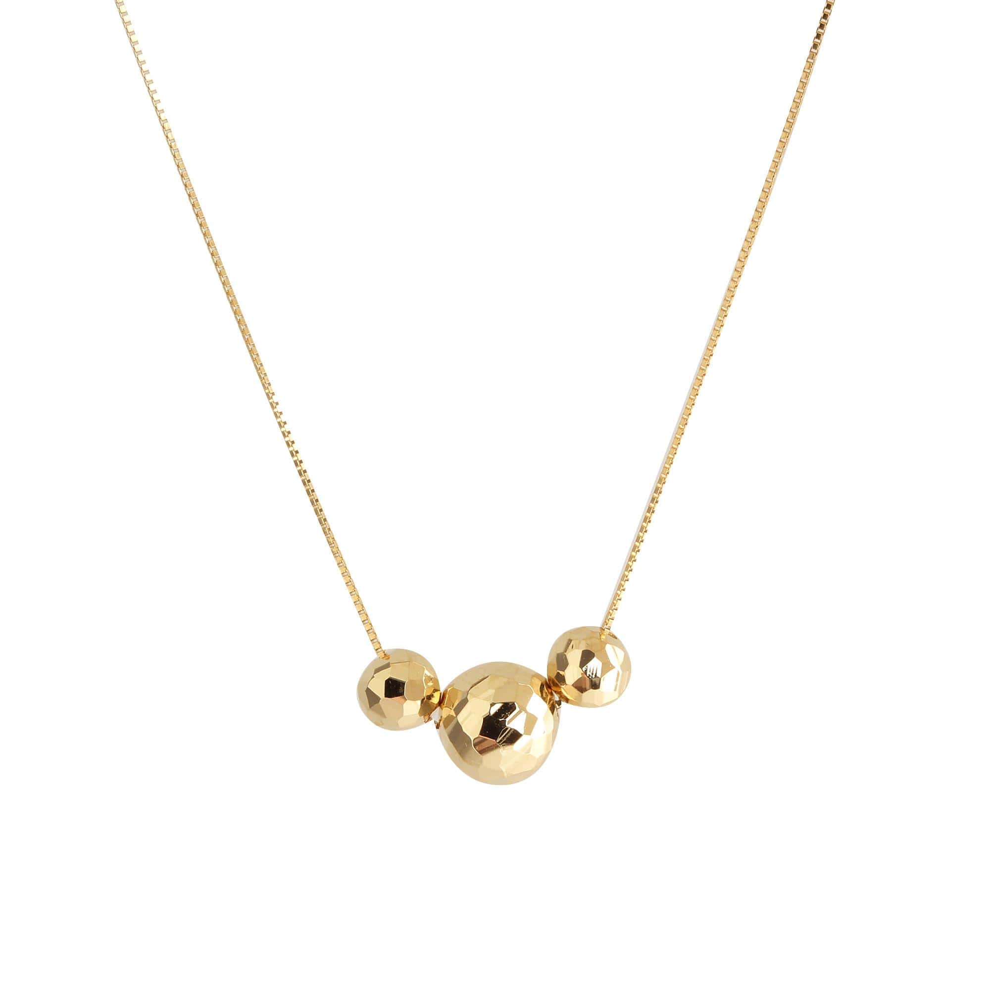 Gargantilha Três Bolas Diamantada Ouro 18k