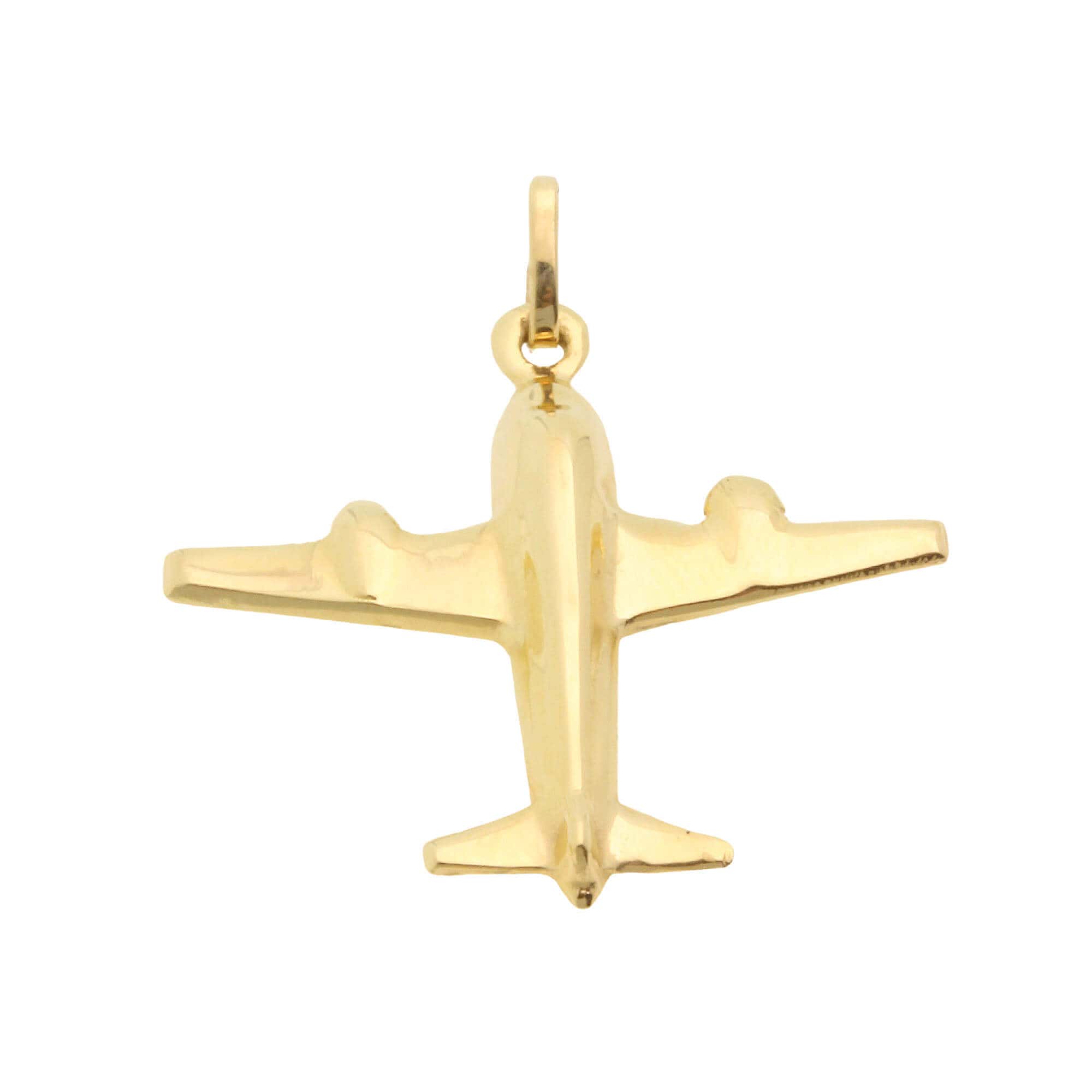 Pingente Avião Liso Ouro 18k