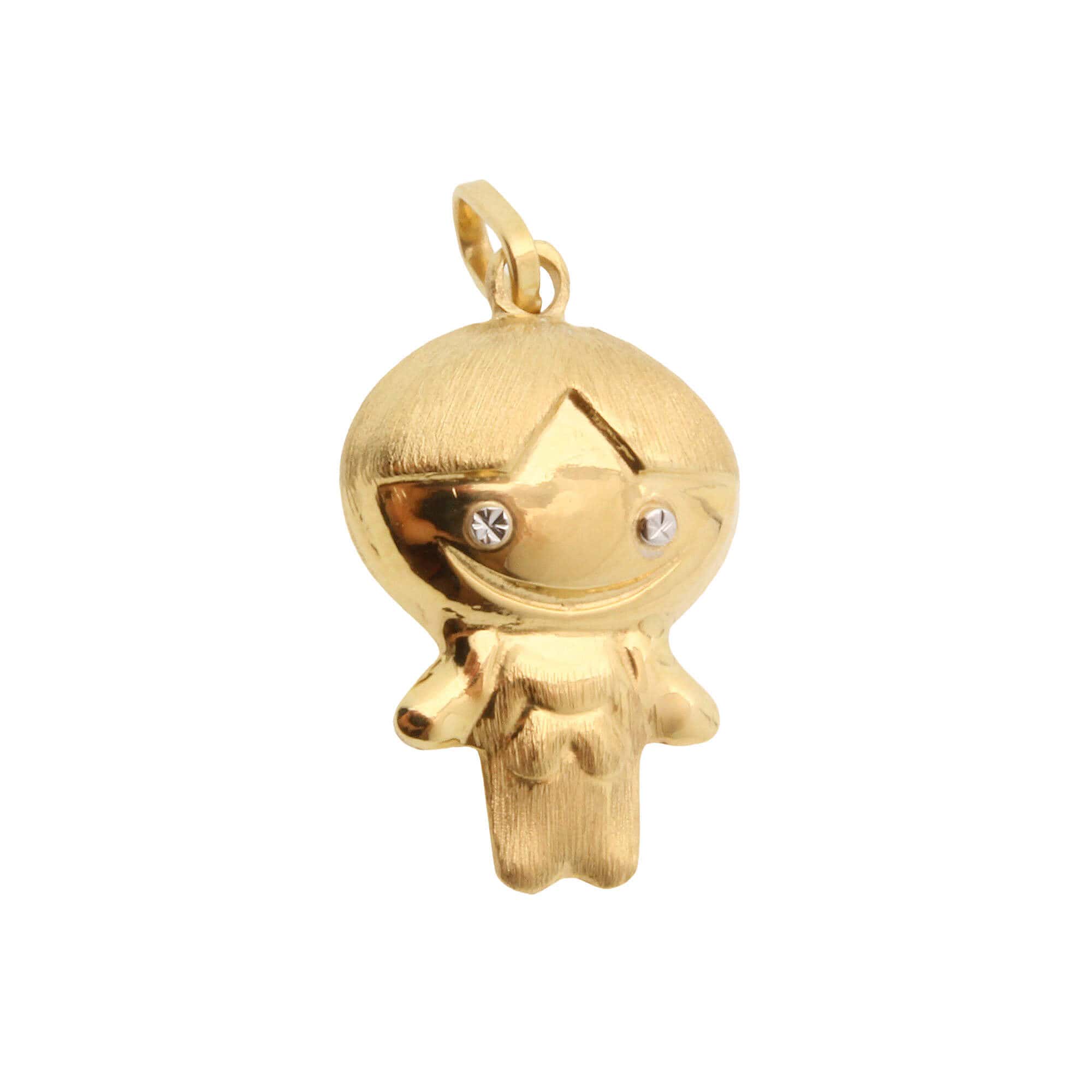 Pingente Menino com Detalhes em Ródio Ouro 18k