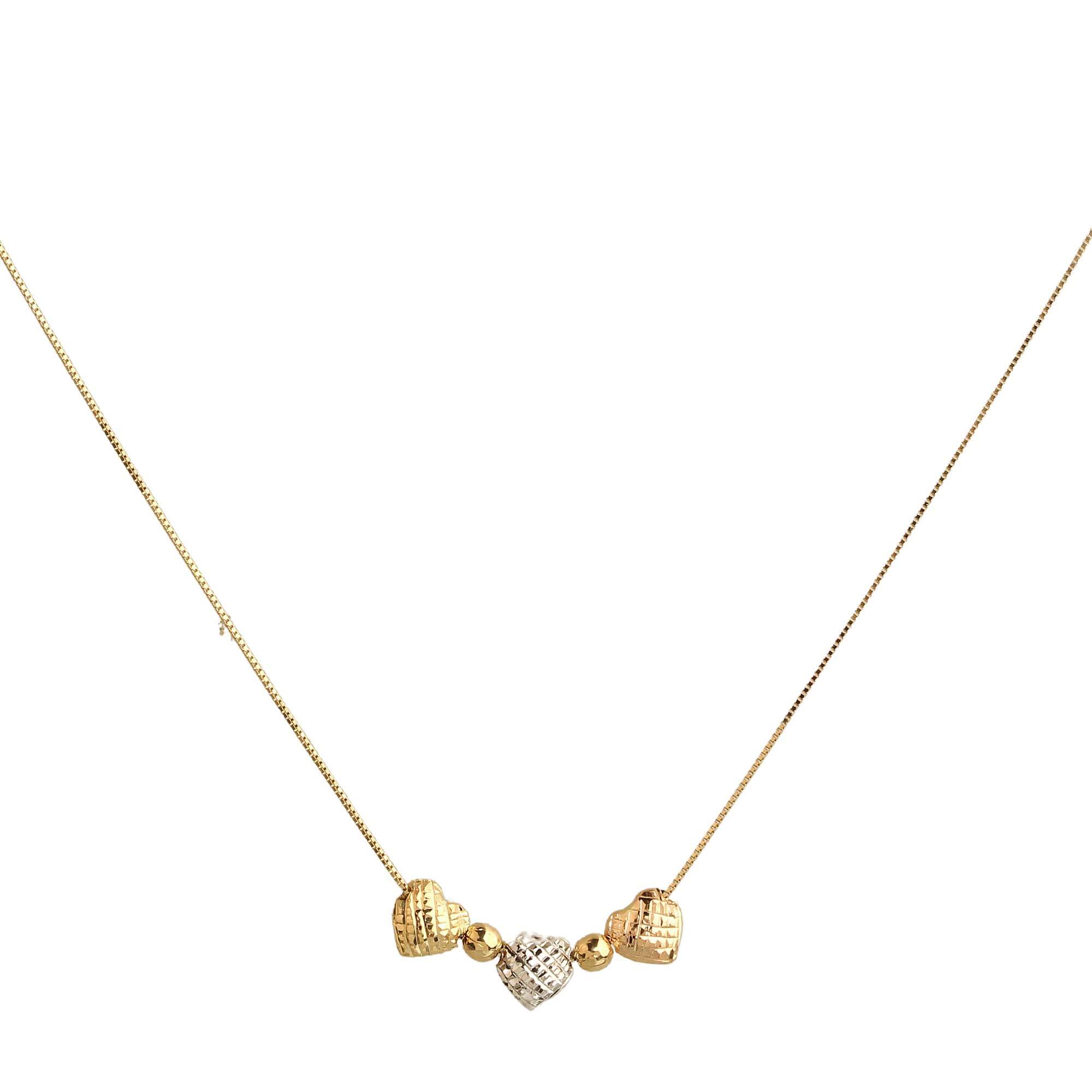 Gargantilha Três Corações Tricolor Ouro 18k