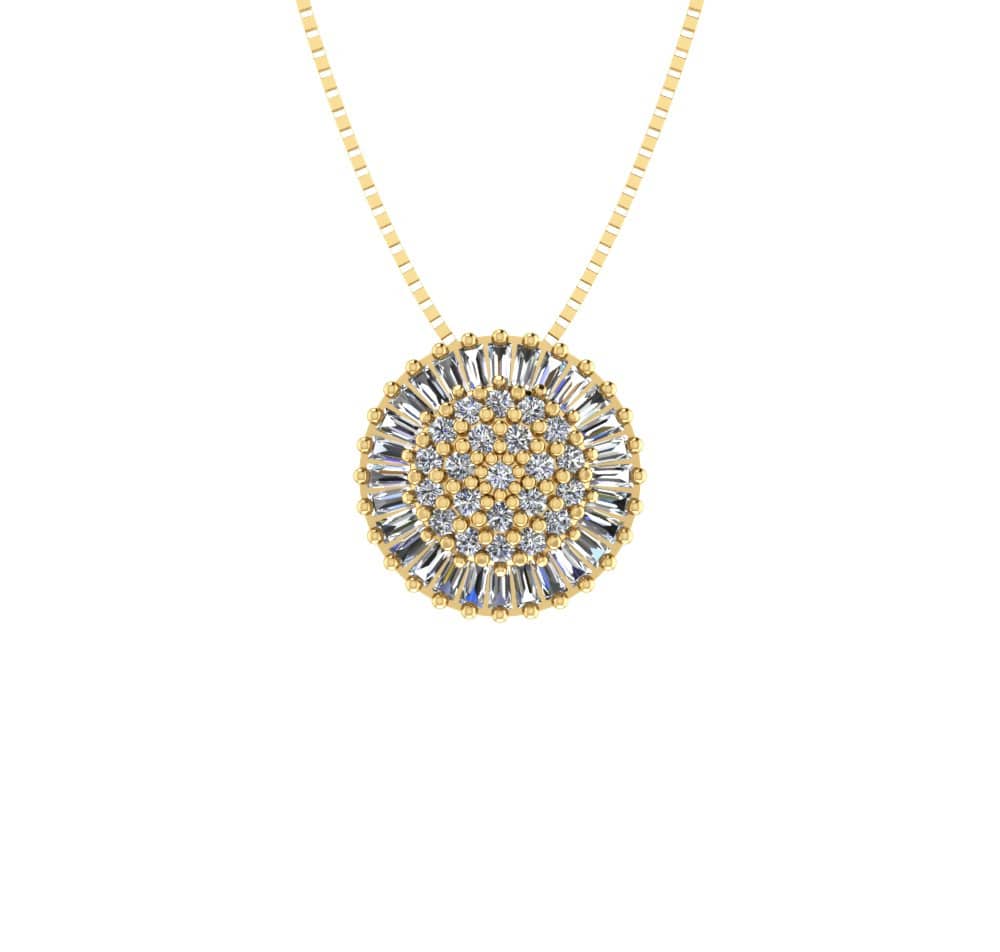 Pingente Pizza com Pedras de Zircônia Ouro 18k