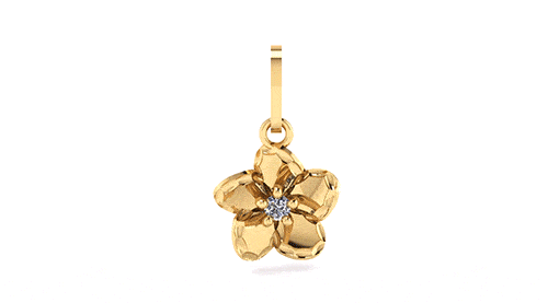 Pingente em Ouro 18k/750 Flor Diamantada com Corrente Veneziana