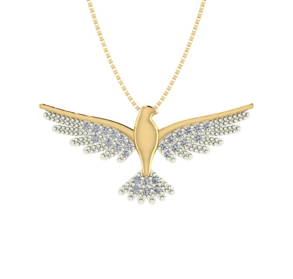 Pingente Espirito Santo Pave Grande com Zircônia Ouro 18k
