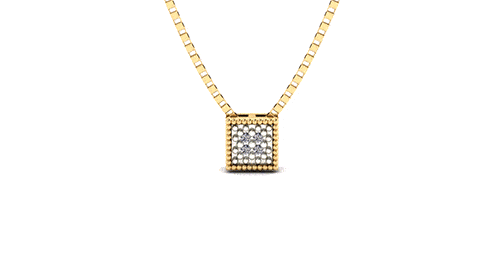 Gargantilha em Ouro 18k/750 Chuveiro Quadrado com Diamante