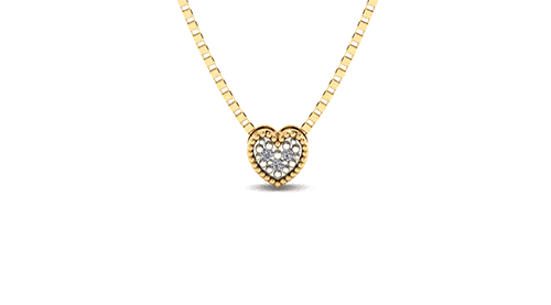 Gargantilha em Ouro 18k/750 Chuveiro Coração com Diamante e Veneziana