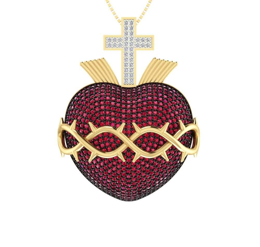 Pingente Sagrado Coração de Jesus Grande Ouro 18k
