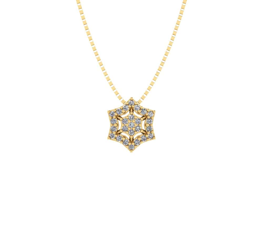 Gargantilha Sextavo com Pedras de Zircônia e Corrente Veneziana Ouro 18k