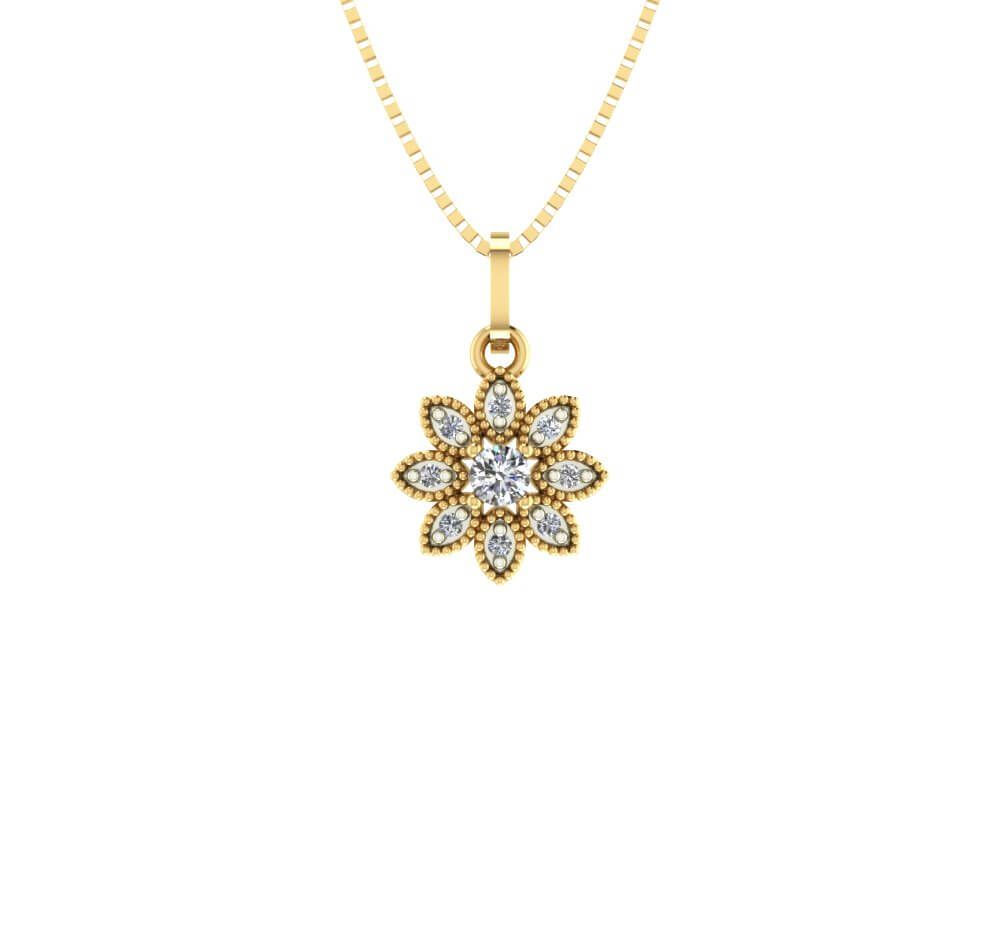 Pingente Girassol Pequeno Ouro 18k