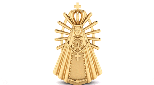 Pingente em Ouro 18k/750 Nossa Senhora Aparecida Pequena Lisa