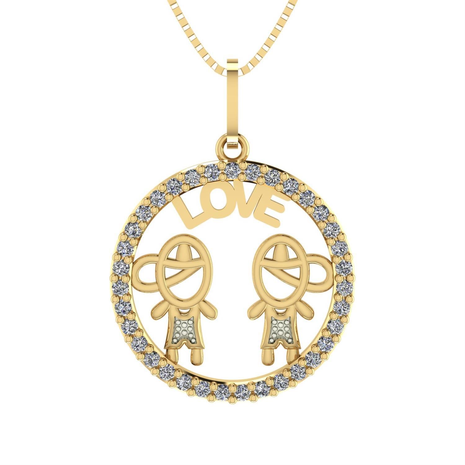 Pingente Filhos Love Redondo Cravejado Ouro 18k
