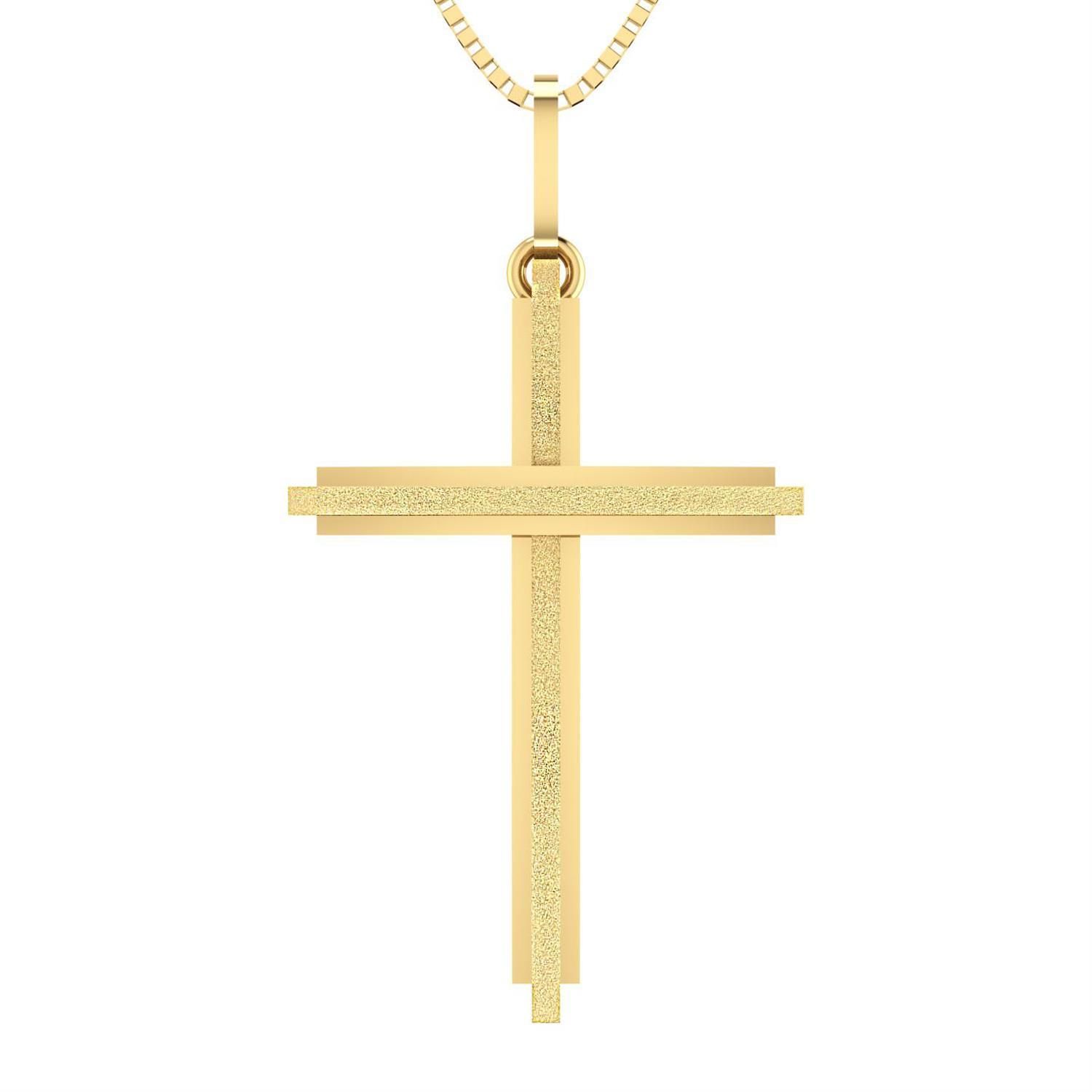 Pingente Cruz Fio Acetinado Ouro 18k