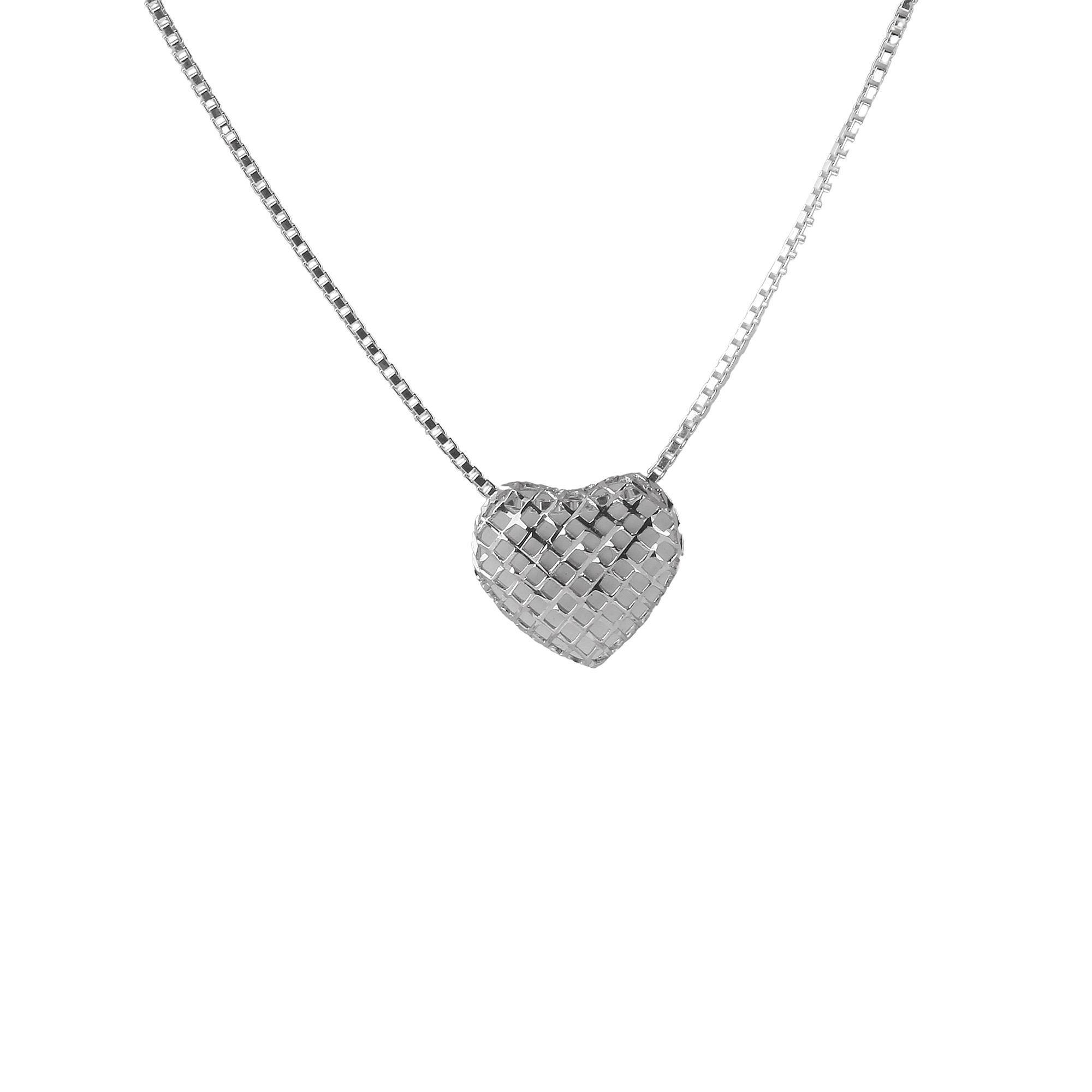 Pingente Coração Duplo Telado Ouro Branco 18k