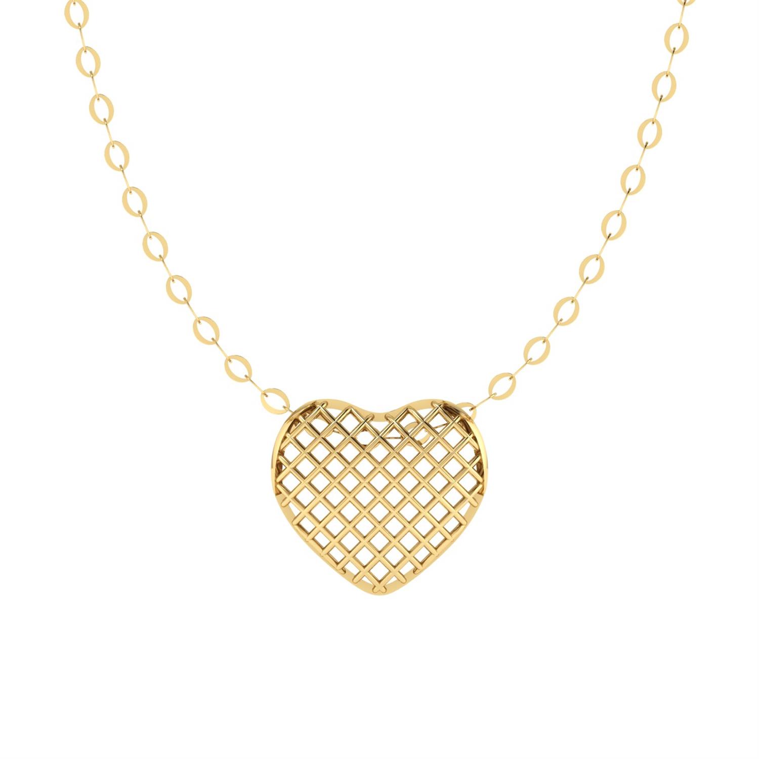 Gargantilha Coração Telado Americana 45cm Ouro 18k