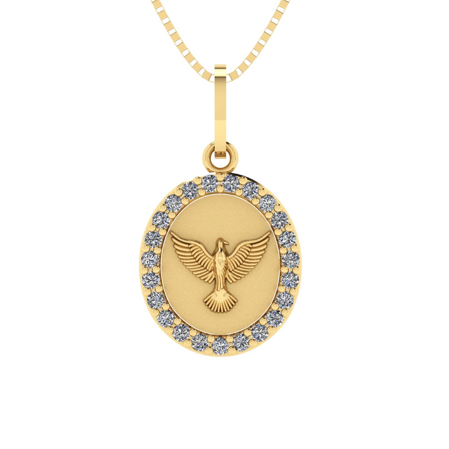 Pingente Oval  Espirito Santo Com Pedras Ouro 18k