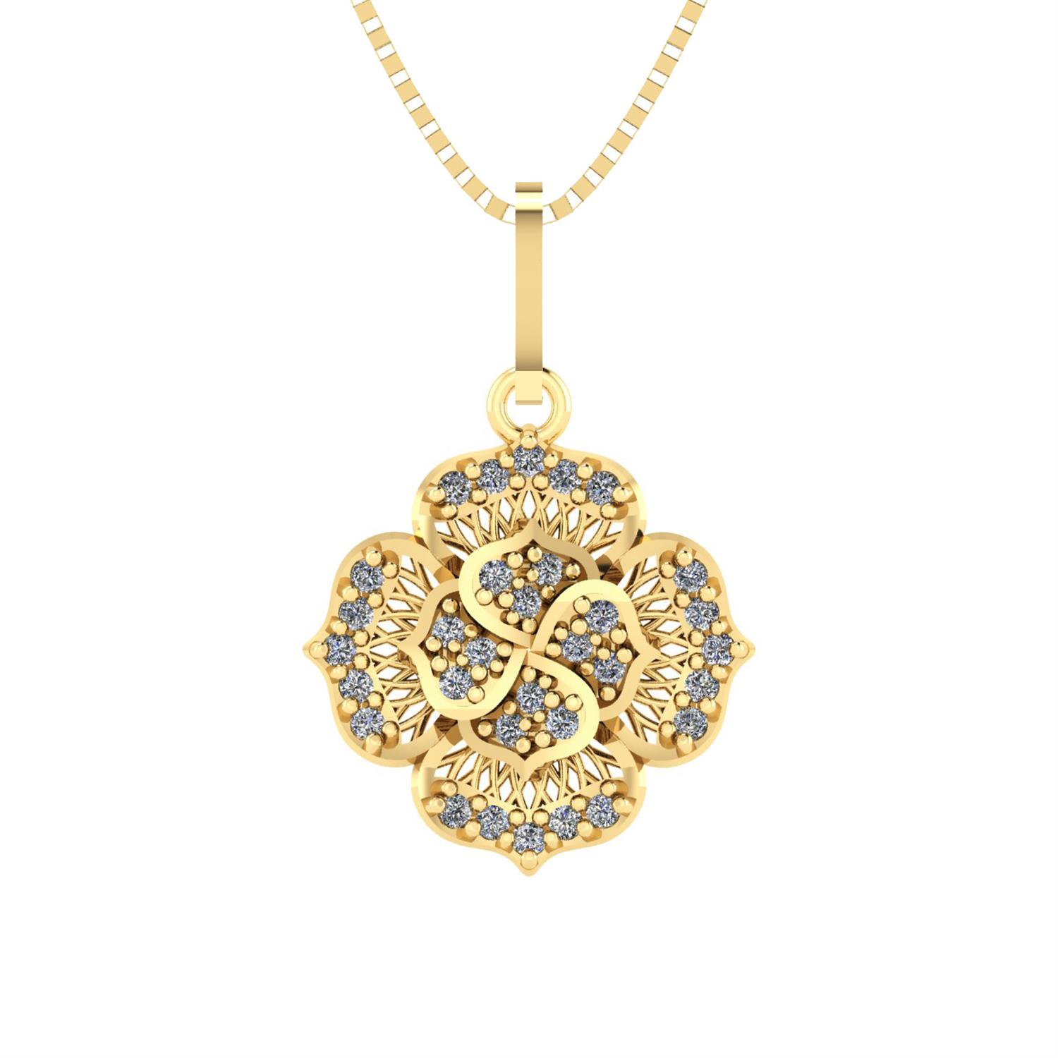 Pingente Flor Cravejado 32 Pedras Ouro 18k