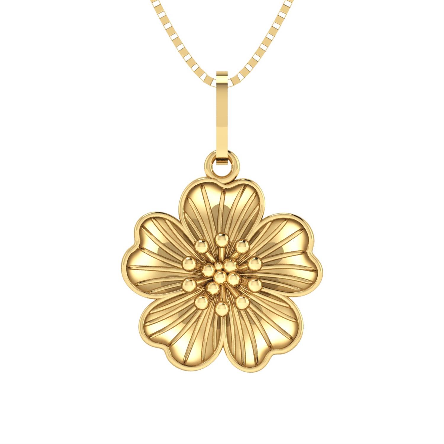 Pingente Flor Fechada 5 Pétalas Ouro 18k