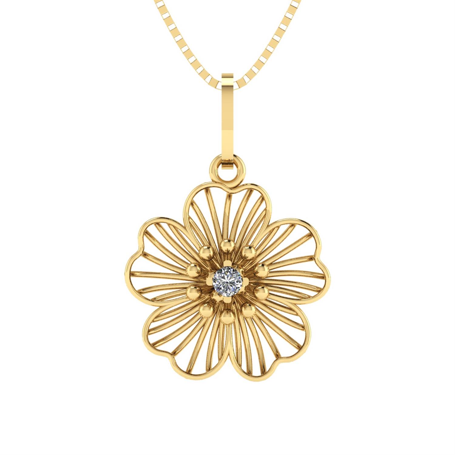 Pingente Flor Vazada 5 Pétalas Ouro 18k