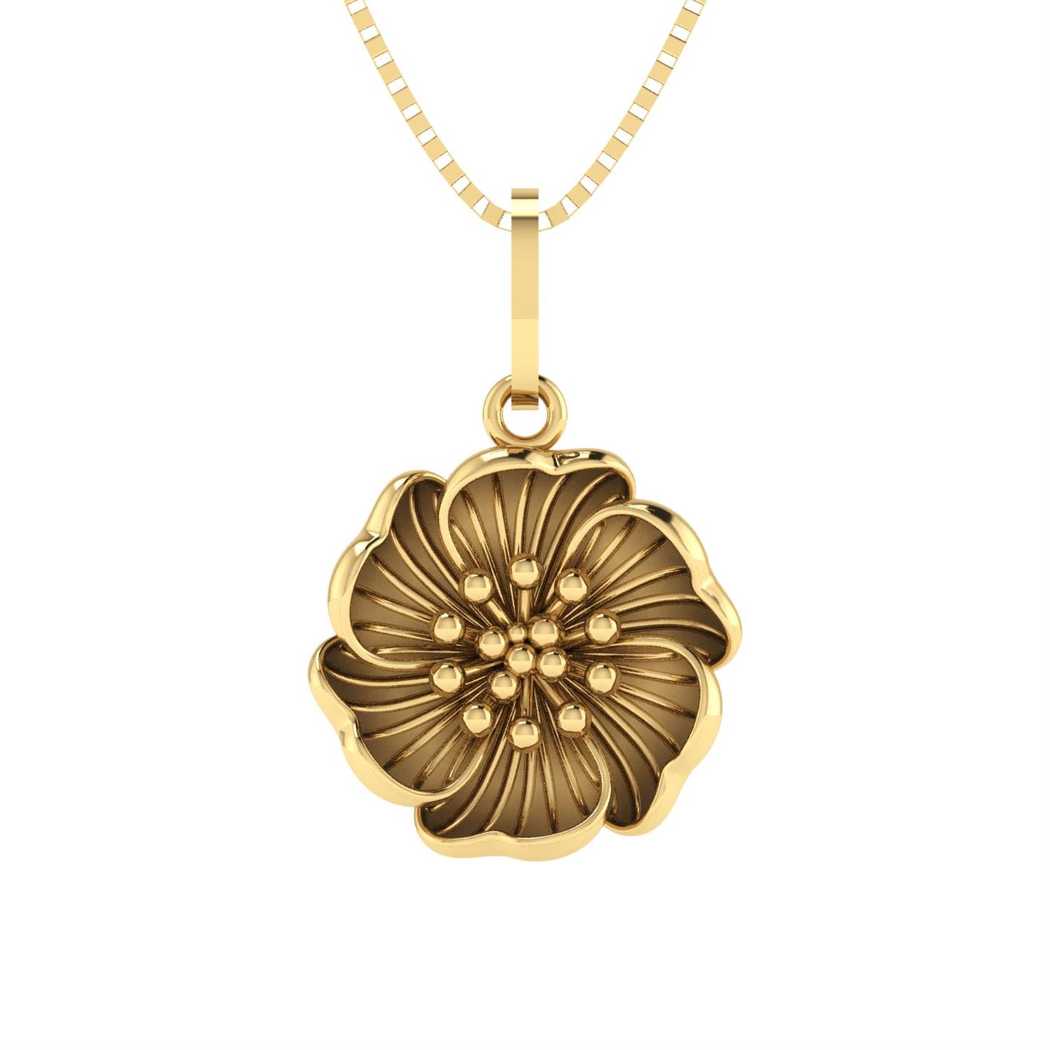 Pingente Flor Fechada 6 Pétalas Ouro 18k