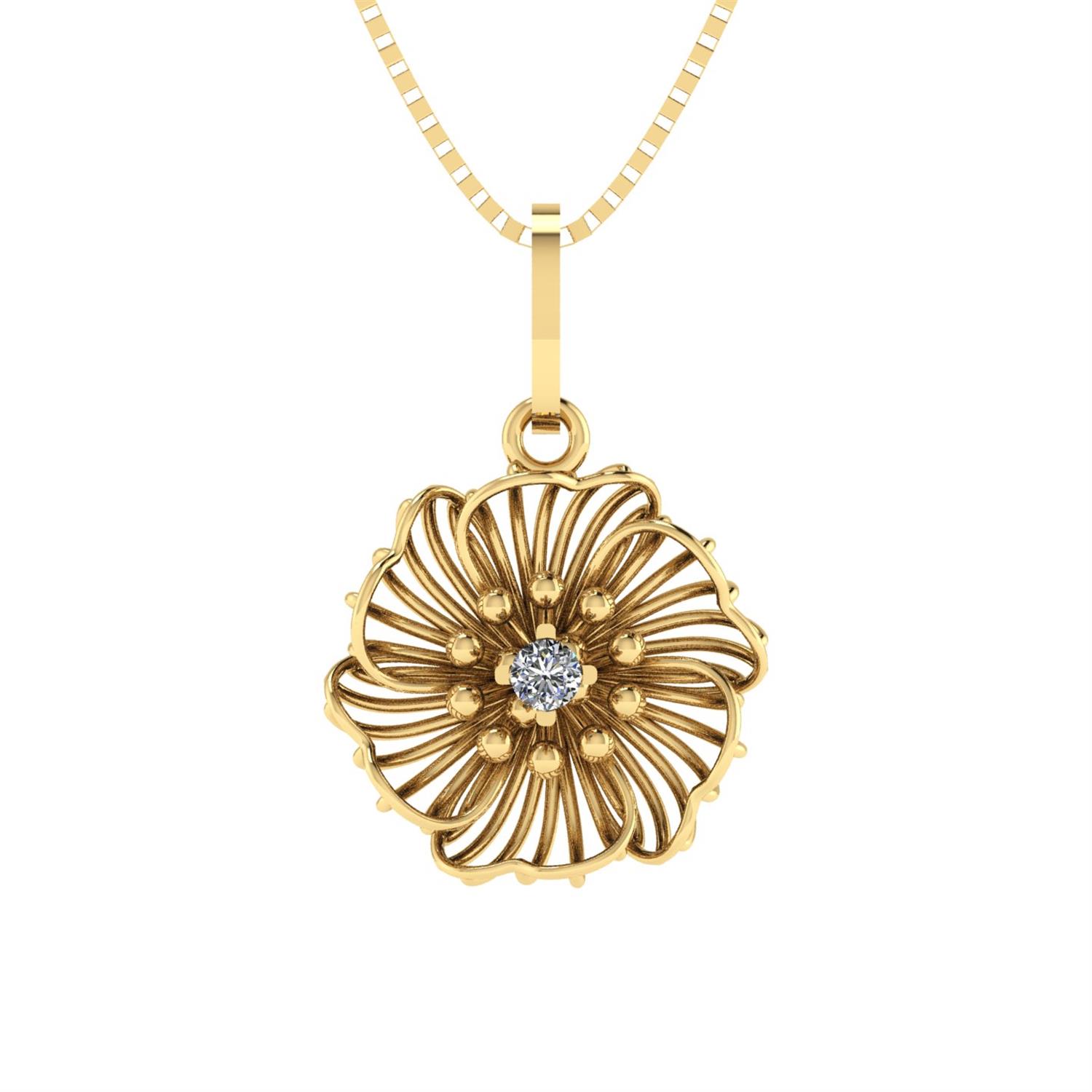 Pingente Flor Vazada 6 Pétalas Ouro 18k