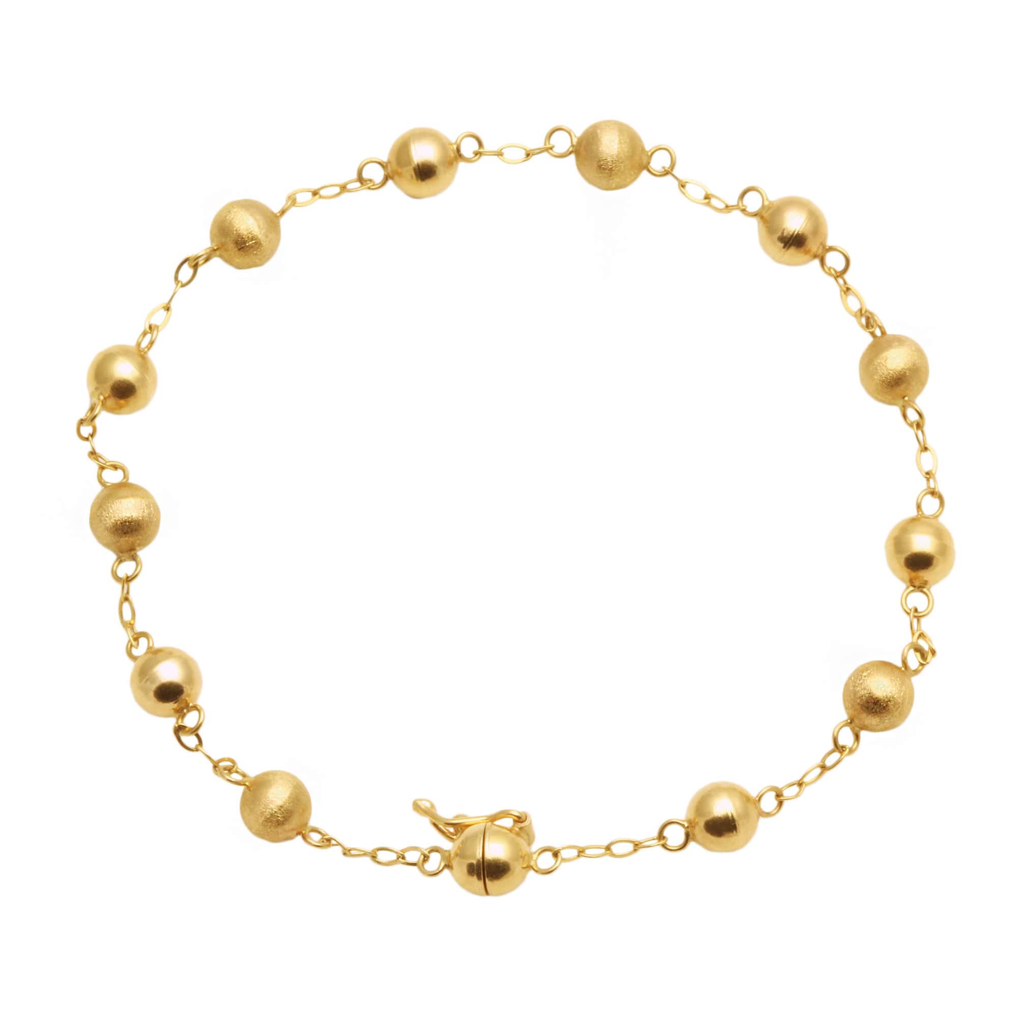 Pulseira Bola 5mm Lisa/Fosca Amarela Ouro 18k