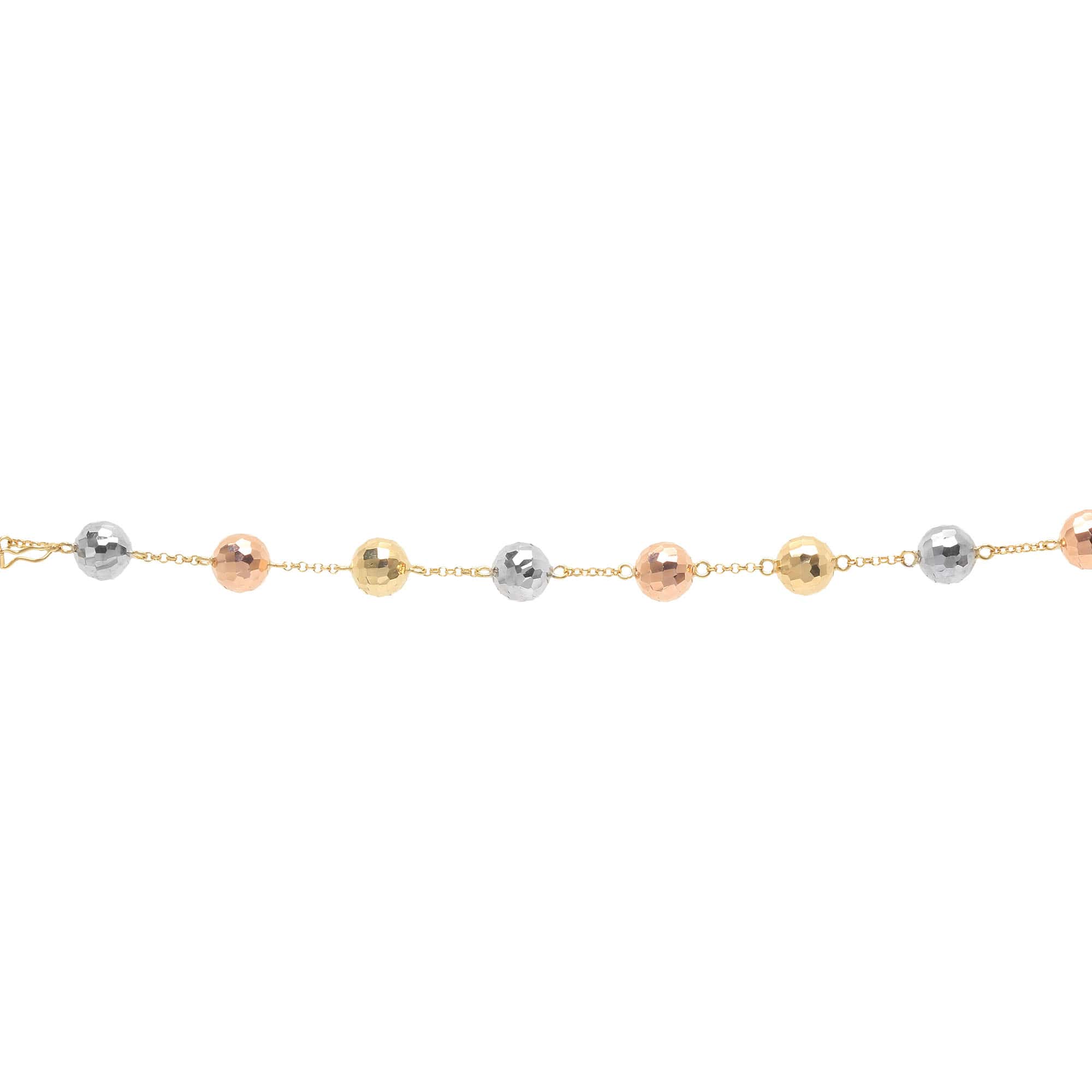 Pulseira Bola 9mm Diamantada 21cm Tricolor Ouro 18k